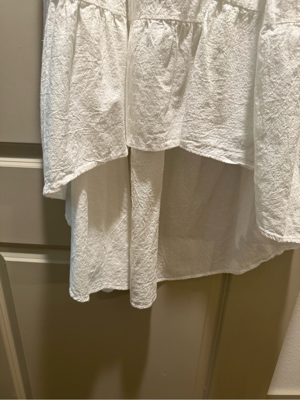 White XL 100% Cotton Tiered High Low Maxi Dress Pockets - Picture 3 of 6